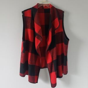 Black & Red Plaid Layered Vest